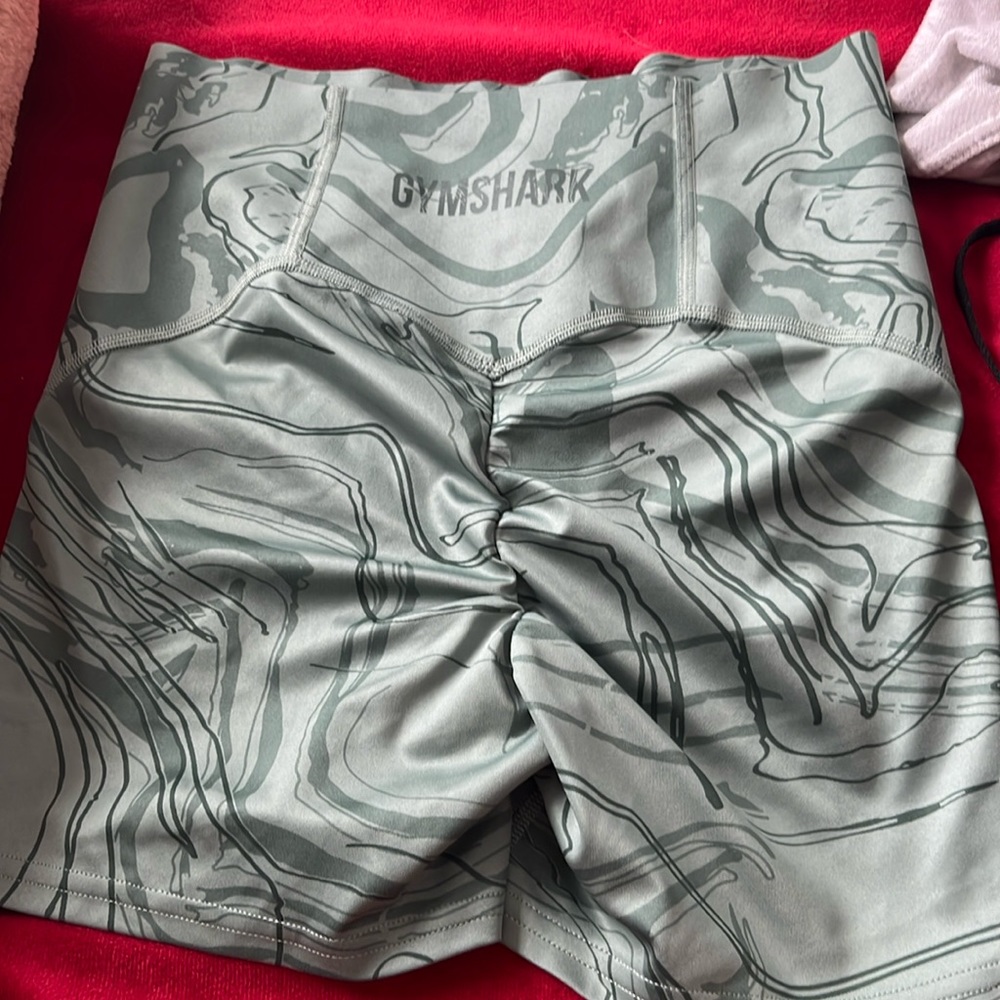 Green marble gym shark shorts